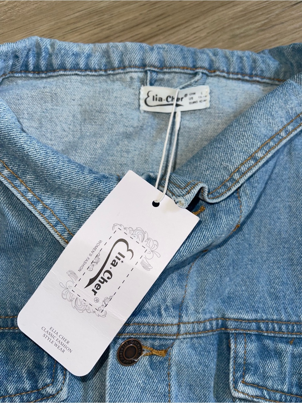 NWT Elia Cher Women's Oversized Denim Jacket - Blue - Size L - Picture 2 of 6